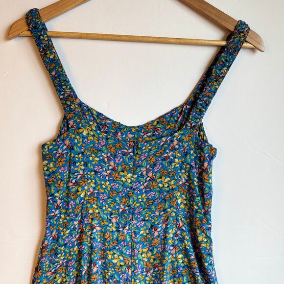 Zara Floral Midi Dress Feminine Flowy Spring Lightweight Small Blue Pink - Picture 7 of 13